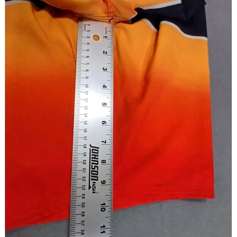Rip Curl Board Shorts Mens Size 36 Orange Striped Drawstring Swim Trunks Pockets